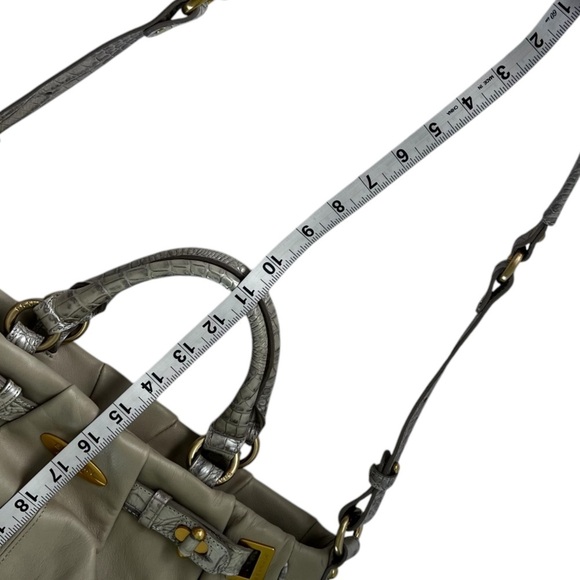 NWT Vintage Brahmin Top Handle Satchel in Cream and Gold Croc Detail - Picture 11 of 14